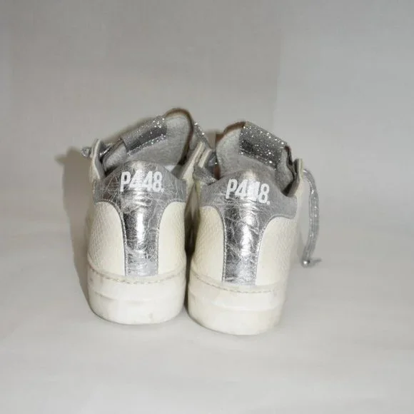 New! P448 John Leopard Tongue Low Top White Street Sneaker 38 EU 8 US DD347 - Picture 6 of 7